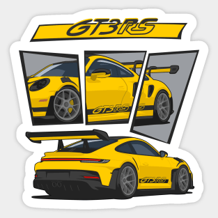 car 911 gt3 rs detail yellow Sticker